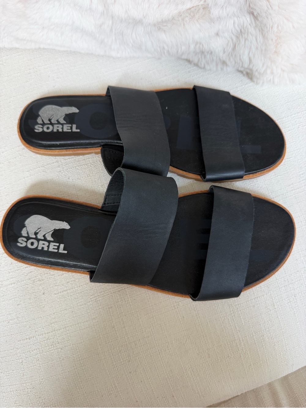 SOREL Women's Black Double-Strap Slide Sandals Size 10